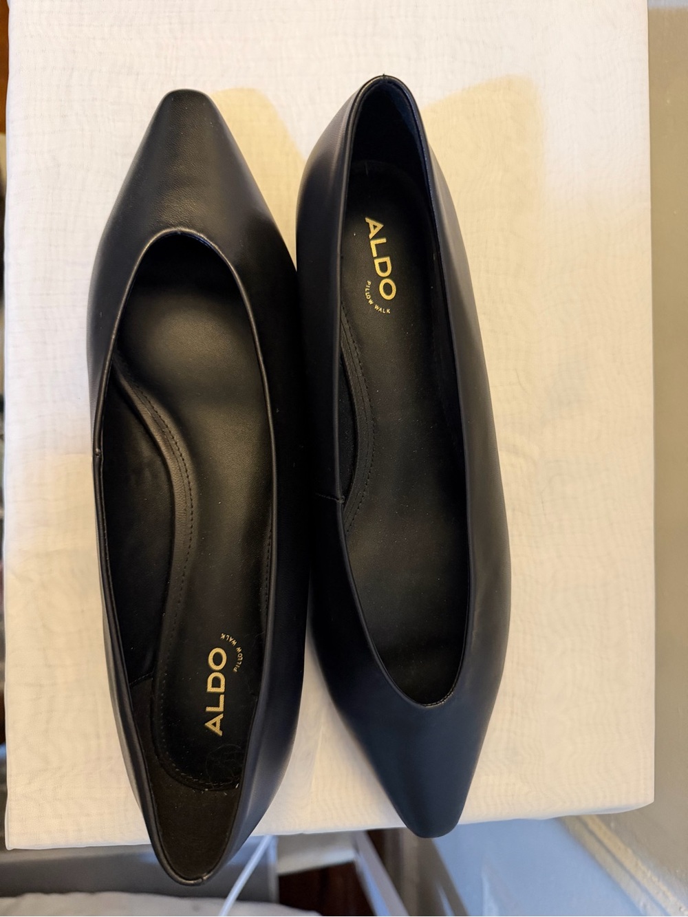 Aldo Black Pointed Toe Leather Flats